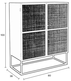 Rotan Kastje Zwart Japandi Stijl - 80x38x100cm.