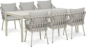 Tuinset 6 personen 220 cm Rope Zand/Beige Coco Oliva/Como