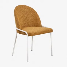 Pak Van 4 Grolet Gestoffeerde Eetkamerstoelen Bouclé Honing Geel - Sklum