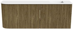 Mondiaz Joya 110cm toiletmeubel ronding links dusk met wastafel faye rechts zonder kraangat talc
