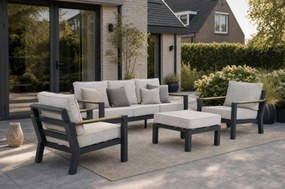 Stoel en Bank Loungeset 5 personen Aluminium/Polywood (teakfinish) Grijs  Lifestyle Garden Furniture Bilbao