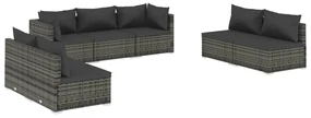 vidaXL 7-delige Loungeset met kussens poly rattan grijs