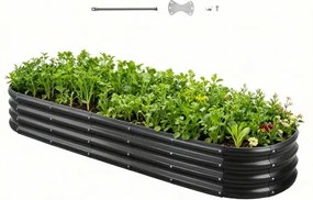 VEVOR Verhoogd Tuinbed, Metaal, 2400x600x290 mm, Plantbed, Groentebed, Plantenbak met Open Bodem &amp; Afgeronde Randen, Bloembed, Kruidenbed, Ideaal voor Groenten, Bloemen, Kruiden &amp; Vetplanten, Ovaal