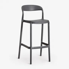 Stapelbare Hoge Kruk Van Polypropyleen Brenza Grijs – Grafiet & ↑75 Cm - Sklum