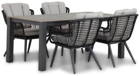 Tuinset 4 personen 180 cm Wicker/Aluminium/Aluminium/wicker Zwart Coco Azzano/Valley