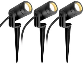 3x Mini LED Spike Tuinspot Matzwart