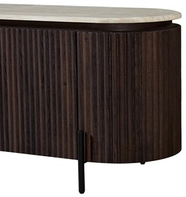 Walnoot Tv-meubel Met Travertin Blad - 200x40x55cm.