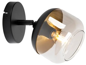 Design spot zwart met goud en smoke glas - Kyan