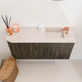 Mondiaz Joya DLux 80cm toiletmeubel ronding links shadow met wastafel faye rechts 1 kraangat meli