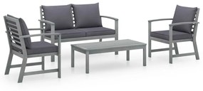 vidaXL 4-delige Loungeset met kussens massief acaciahout