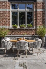 Taste by 4 Seasons Eva tuinset latte met teak Prado tafel Ø 160 cm en Lazy Susan Tuinset   beige weerbestendig