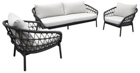Montreal stoel bank loungeset 3 delig antraciet rope