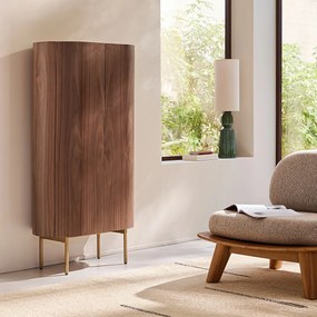 Kast van notenhout, fineer en leer, Aslen