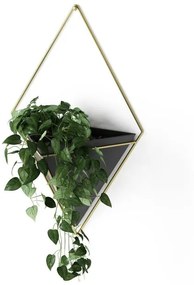 Umbra Trigg plantenhouder 10x22x39cm 1 stuk hangend keramiek zwart/goud 470752-1137