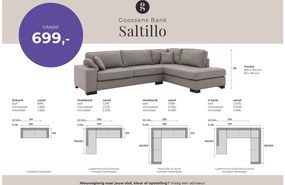 Goossens Bank Saltillo grijs, stof, 3-zits, stijlvol landelijk