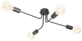 Design plafondlamp zwart 4-lichts - Facile Design E27 Binnenverlichting Lamp
