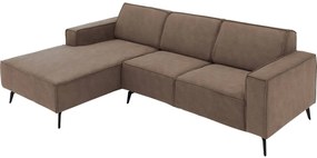 Goossens Hoekbank Hercules bruin, microvezel, 2-zits, modern design met chaise longue links