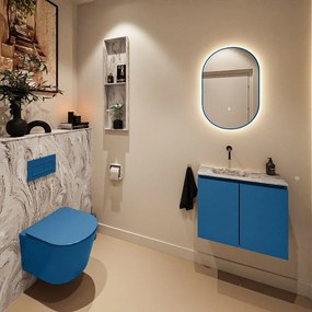 Mondiaz Ture DLux toiletmeubel 60cm jeans met wastafel glace links zonder kraangat