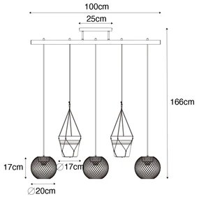 Eettafel / Eetkamer Industriële hanglamp goud 3-lichts - Flor Industriele / Industrie / Industrial E27 Binnenverlichting Lamp