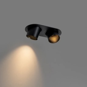 Afgeronde inbouwspot zwart GU10 50mm 2-lichts - Installa