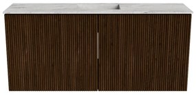 Mondiaz Joya DLux 90cm toiletmeubel walnut met wastafel faye midden 1 kraangat glace