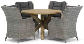 Tuinset Ronde Tuintafel 4 personen 120 cm Wicker Grijs Garden Collections Aberdeen/Sand