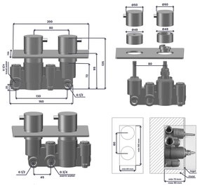 Saniclear Cube Curved inbouw regendouche met inbouw douchekop 30x30cm en 2 standen handdouche chroom