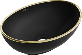 Mexen Elza opzetwastafel 40 x 33 cm, zwart mat/goud rand - 21014025