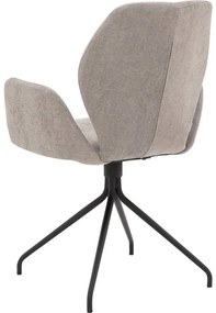 Goossens Eetkamerstoel Hera lichtgrijs stof met armleuning, modern design