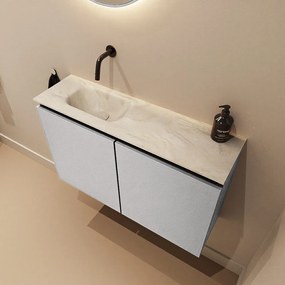 Mondiaz Ture DLux toiletmeubel 80cm plata met wastafel ostra links zonder kraangat