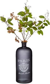 Decoratieve fles met opdruk - zwart - vloer vaas - bloemenvaas