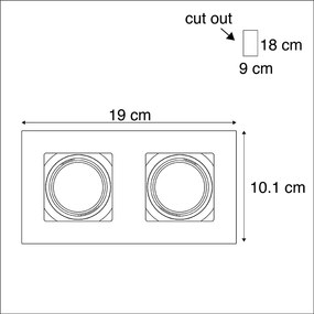 Set van 6 Inbouwspot aluminium rechthoekig 2-lichts - Qure GU10 Binnenverlichting Lamp