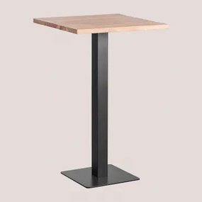 Hoge Bar Vierkant In Acaciahout Smal Zwart & ↔︎ 70 Cm - Sklum