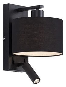 Moderne wandlamp zwart rond met leeslamp - Puglia