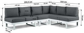 Hoek loungeset 6 personen Aluminium Wit  Lifestyle Garden Furniture Lorenzo