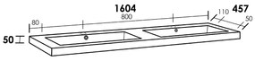 Sanituba Foggia wastafel mineraalmarmer met twee kraangaten 160cm glanzend