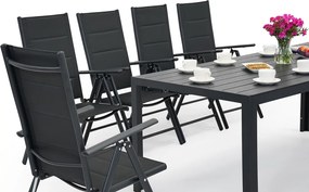 Aluminium polywood tuinmeubelen met grote Verona tafel voor 10 personen Garden Point zwart