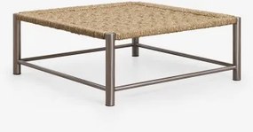 Square Coffee Table 80x80 Cm In Stainless Steel And Jute Narnial Roestvrij Staal - Jute - Sklum