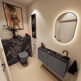 Mondiaz Ture DLux toiletmeubel 100cm dark grey met wastafel lava rechts met kraangat