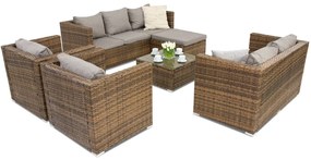 Roma Corner 8 Tuinpunt bruin technorattan tuinmeubelen