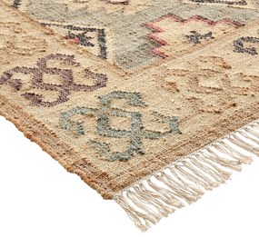 Kilim vloerkleed in jute en katoen met used effect, Kaliny