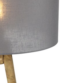 Landelijke tripod vintage hout met kap antraciet 50 cm - Tripod Classic Landelijk E27 rond Binnenverlichting Lamp