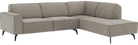 Goossens Hoekbank Hercules grijs, microvezel, 3-zits, modern design met ligelement rechts