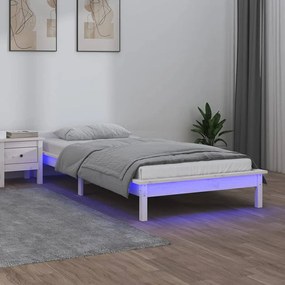 vidaXL Bedframe LED massief hout wit 90x190 cm 3FT Single