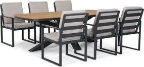 Tuinset 6 personen 220 cm Aluminium Grijs Lifestyle Garden Furniture Alessio/Camila