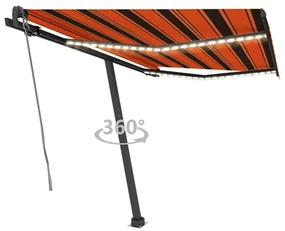 vidaXL Luifel automatisch met LED windsensor 350x250 cm oranje bruin