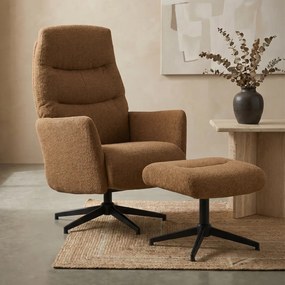 Verstelbare Fauteuil Met Voetenbank Caramel