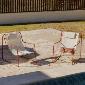 Set Van 2 Schommelstoelen Met Armleuningen Van Staal Met Kussen Lorvian Terracota - Sklum