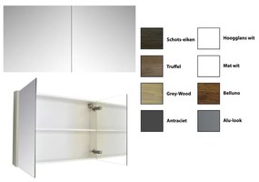 Sanicare Qlassics spiegelkast 120x60x15cm met 2 dubbelzijdige spiegeldeuren hoogglans wit 29.41120Q