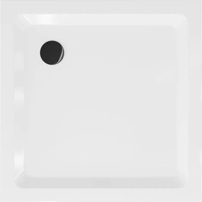 Mexen Flat slim vierkante douchebak 90 x 90 cm, wit, zwarte sifon - 40109090B